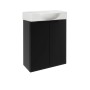 Fackelmann Mini-Waschtischunterschrank, 52x60x24cm, Schwarz Matt, mit Waschbecken