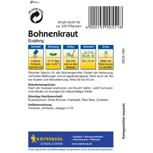 Kiepenkerl Bohnenkraut Einjährig Samenpackung für Gemüse und Kräuter.