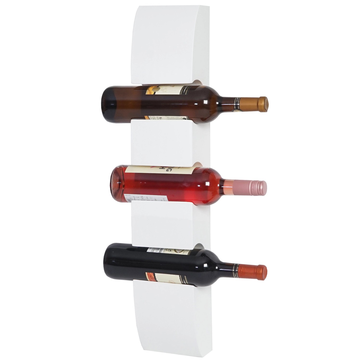 Weißes MCW Weinregal Millau für 3 Flaschen zur Wandmontage.