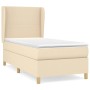 Cremefarbenes vidaXL Boxspringbett 90x190 cm mit Matratze und hohem Kopfteil.