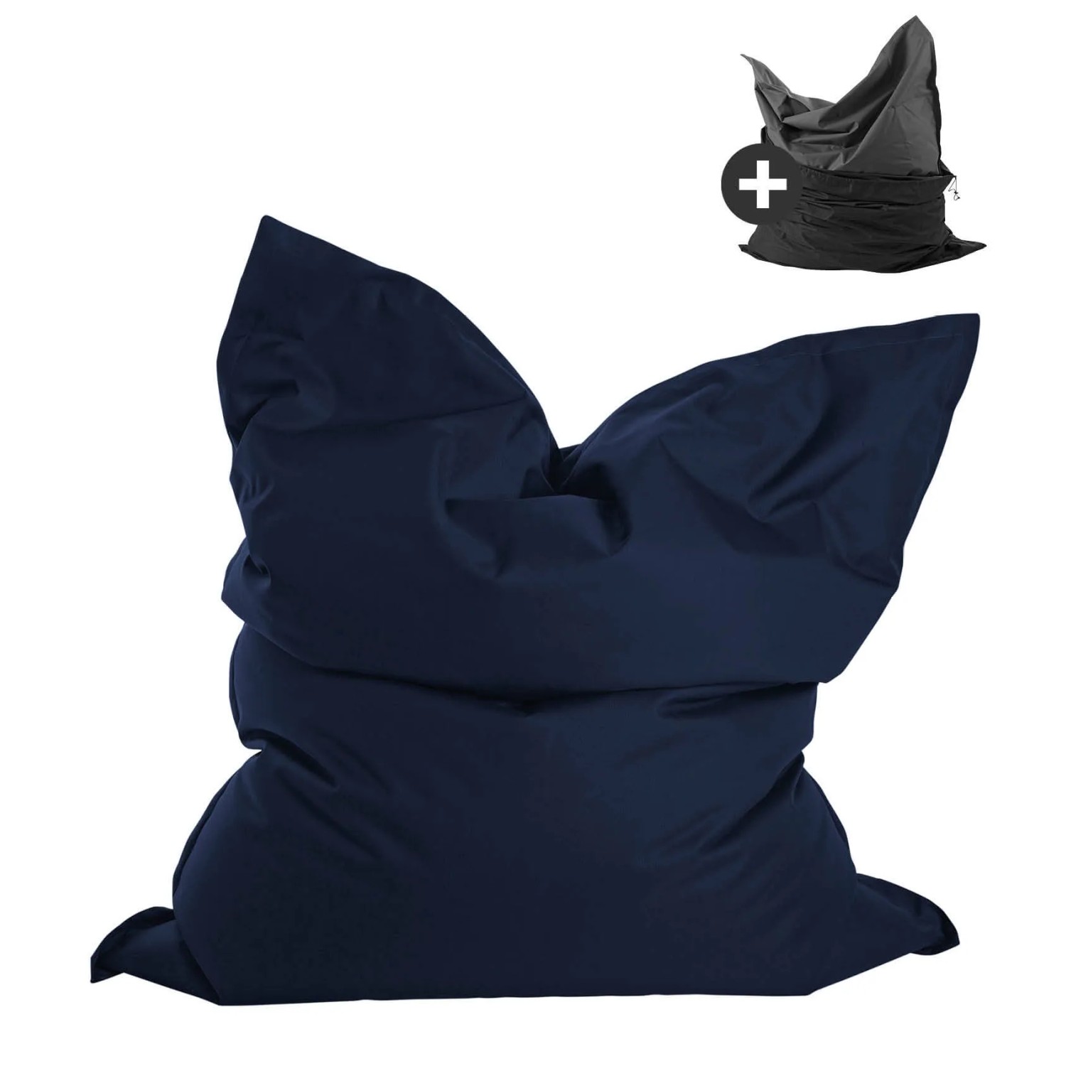 mokebo Sitzsack Outdoor XXL mit Wasserfester Schutzhülle Der Große Bean Bag oder Riesen-Sitzsack in Jeansblau