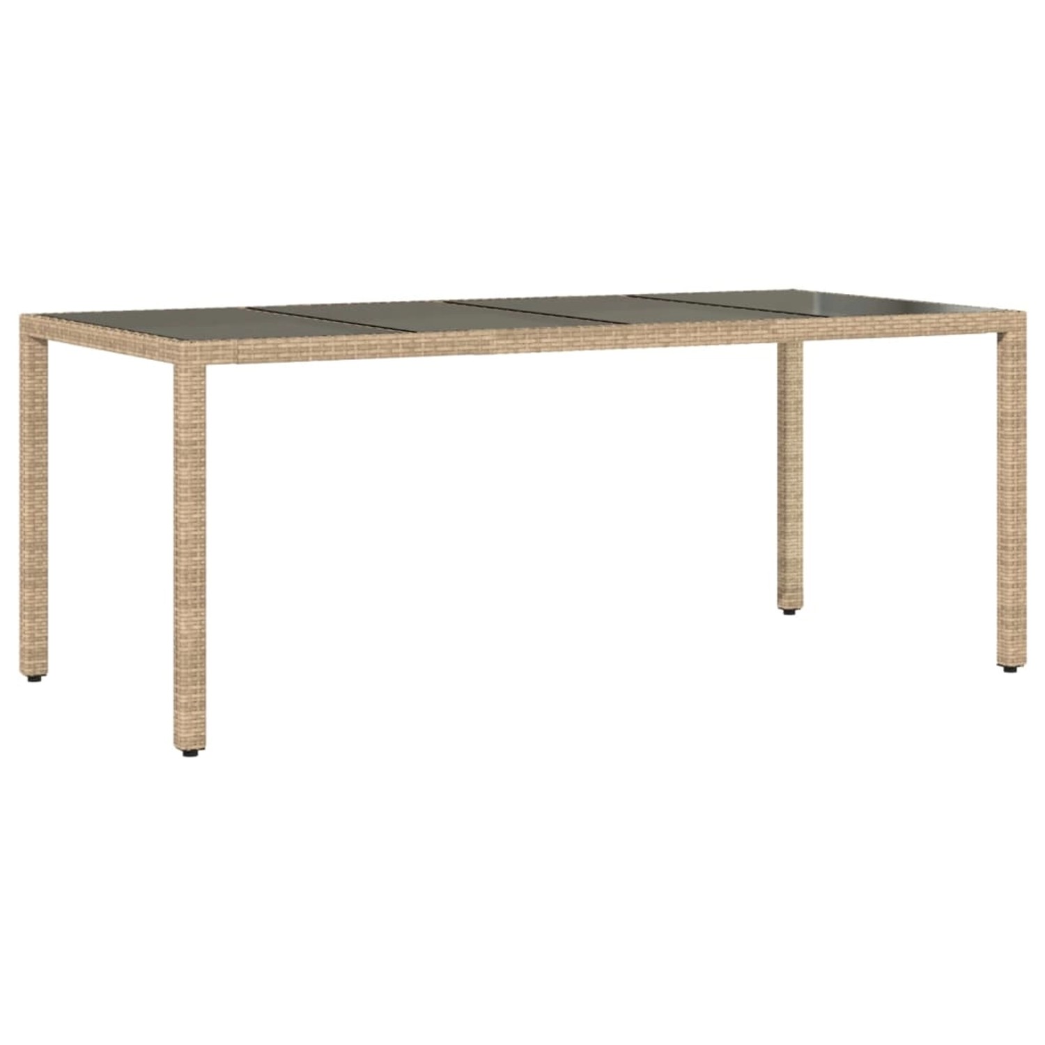 vidaXL Gartentisch mit Glasplatte Beige 190x90x75 cm Poly Rattan 365539 günstig online kaufen