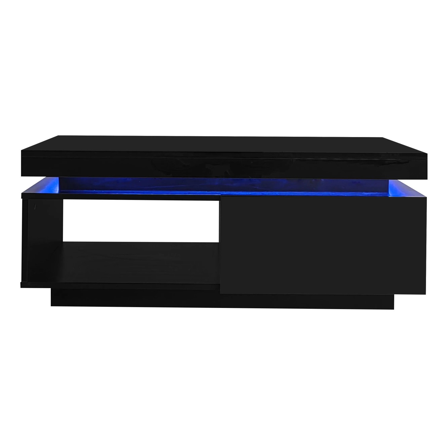 Merax Hochglanz Couchtisch mit LED Schublade Wohnzimmertisch 100x50x40 cm