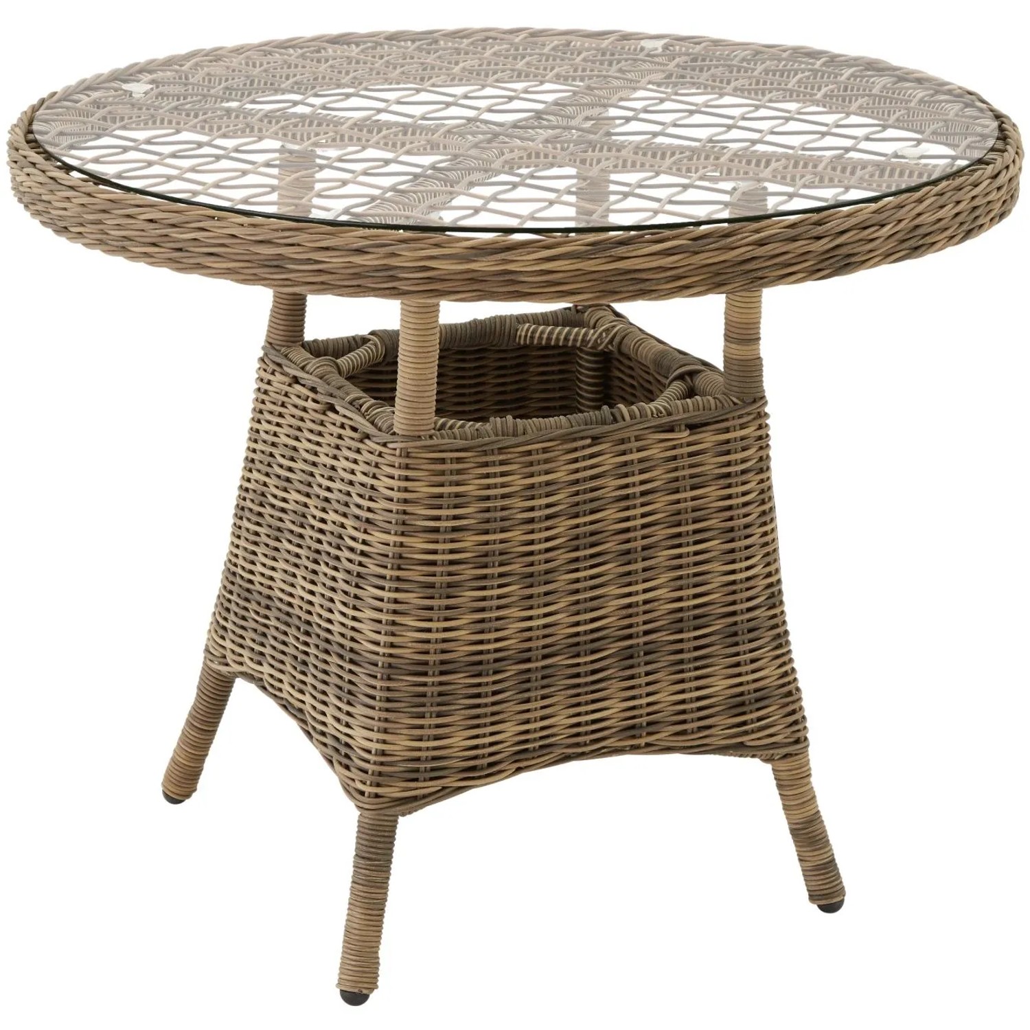 Thumbnail - Tectake Aluminium Gartentisch  Wetterfest und Uv Beständig Natürlich Nachempfundenes Geflecht  91 x 91 x 73 50 cm Natur