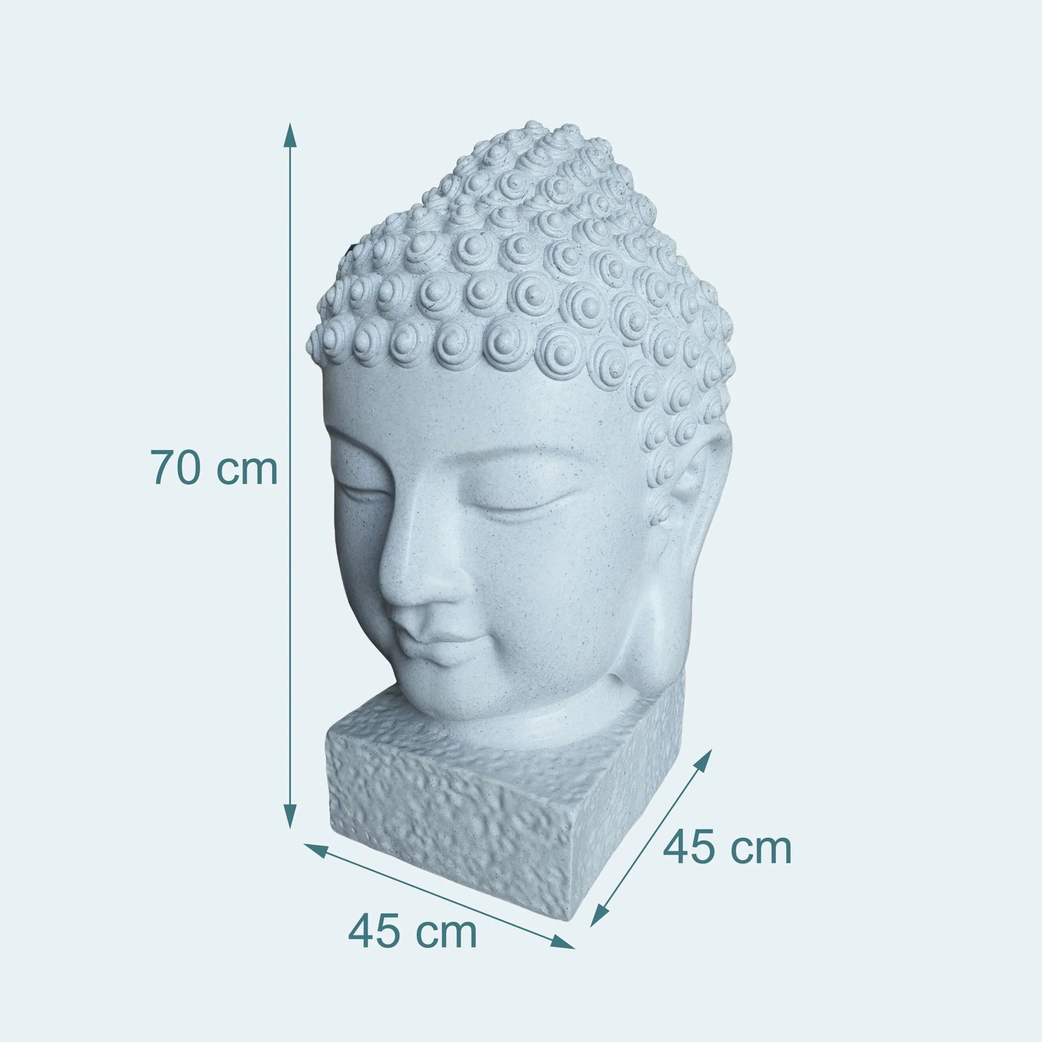 Relaxdays Buddha Kopf Polyresin Weiß Wetterfest Frostfest UV-beständig 70 cm x 45 cm x 45 cm 3,8 kg_4