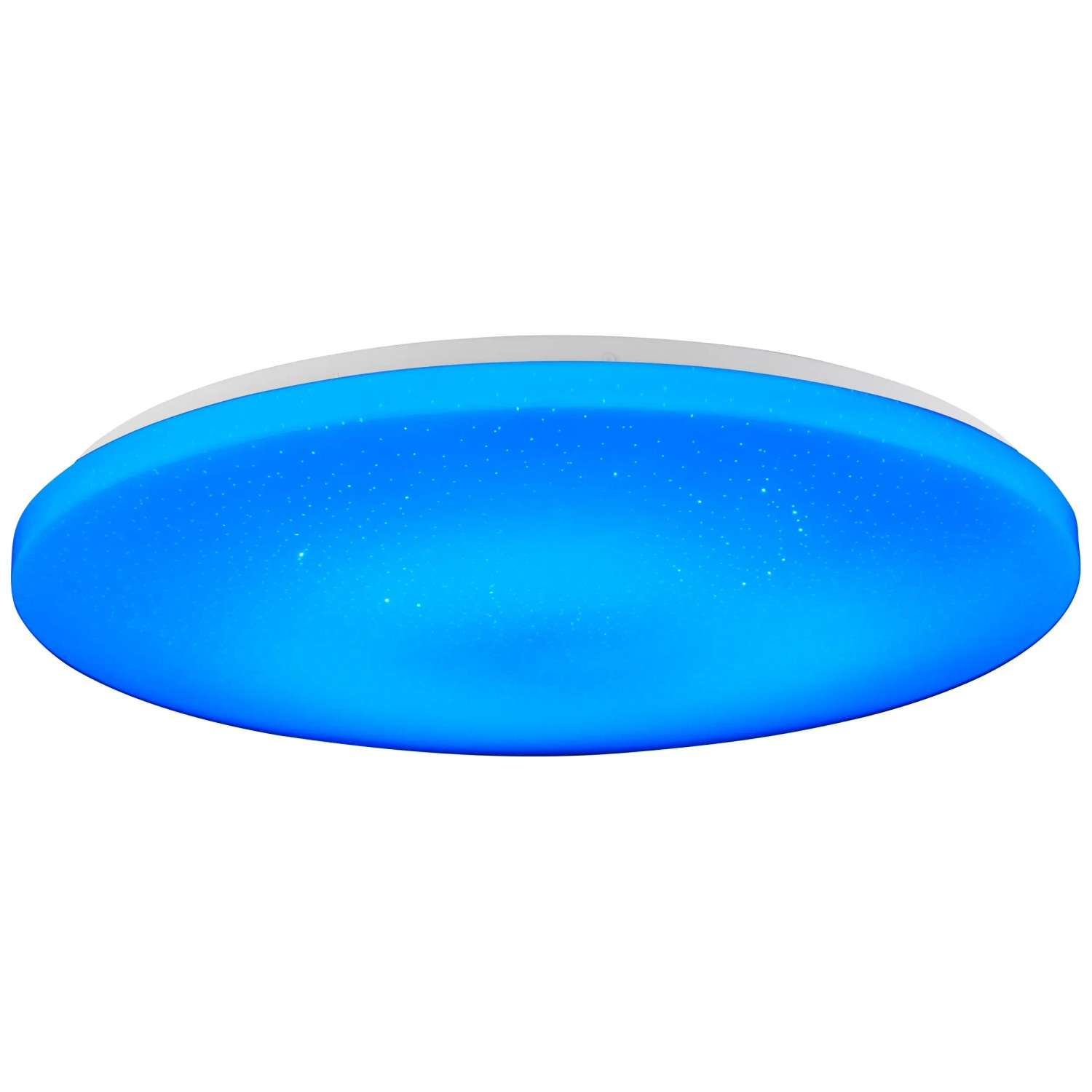 Weiße LED-Deckenleuchte Leonie mit RGB-Funktion, Ø 49 cm, blaue Beleuchtung.
