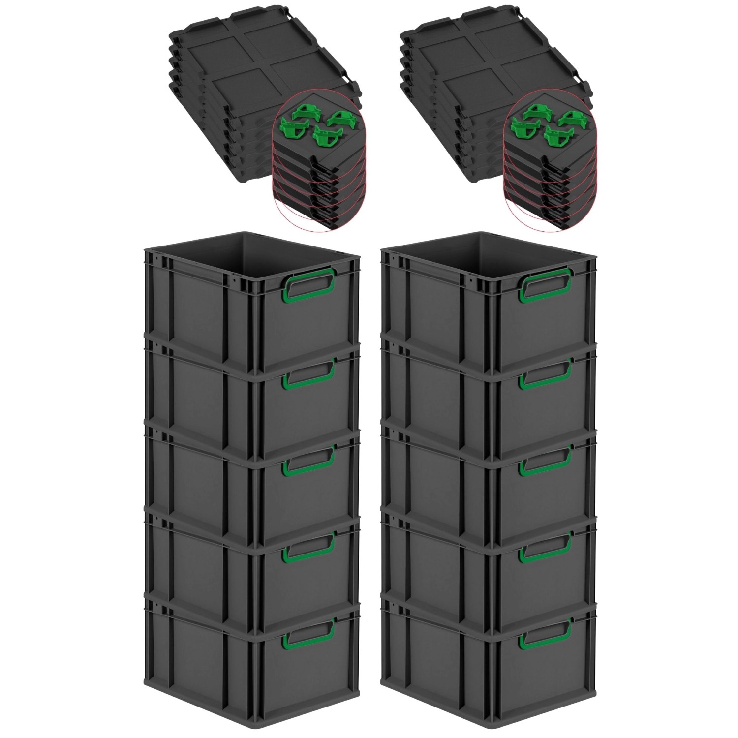 PROREGAL SparSet 10x Eurobox Nextgen Color Mit Auflagedeckel HxBxT 22x30x40 günstig online kaufen