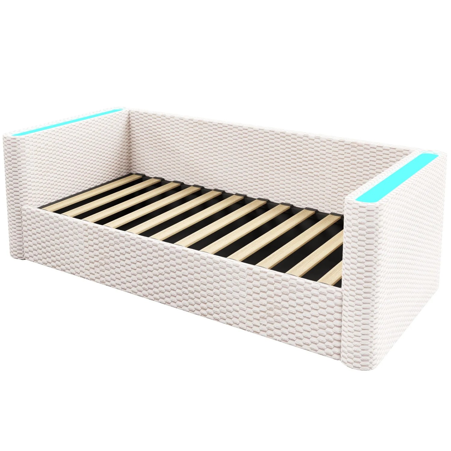 Merax Samt Tagesbett 90x200 cm Mit LED Hydraulischem Stauraum Beige
