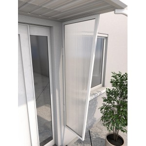 Gutta Seitenblende B2 für Vordach, bronze-weiße Stegplatte, 175x60x45cm, schützt vor seitlichem Regen.