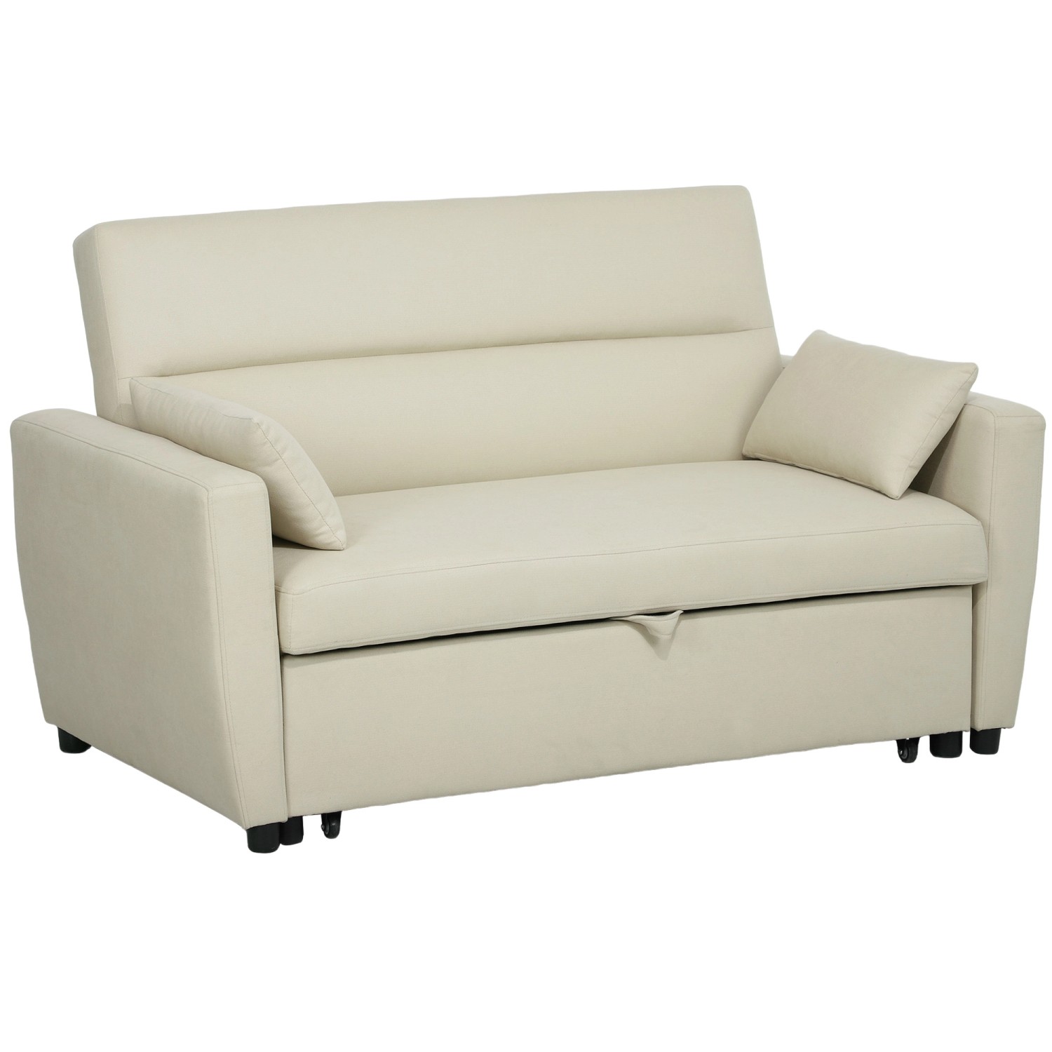 Thumbnail - HOMCOM Schlafsofa Eukalyptusholz Samt Beige 155B x 90T x 88,5H cm