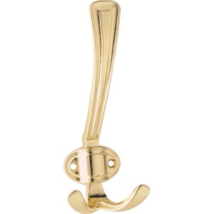 Glänzender Messing Wandhaken 1096 aus Metall für die Wandmontage.