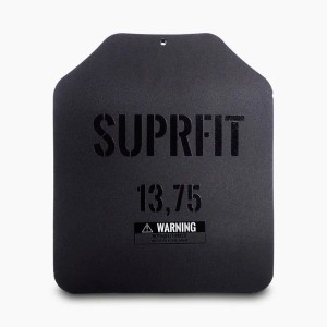 Schwarze Suprfit Sigurd 3D Bodyplate aus pulverbeschichtetem Stahl, 6,2 kg (13,75 lbs), für Gewichtswesten.