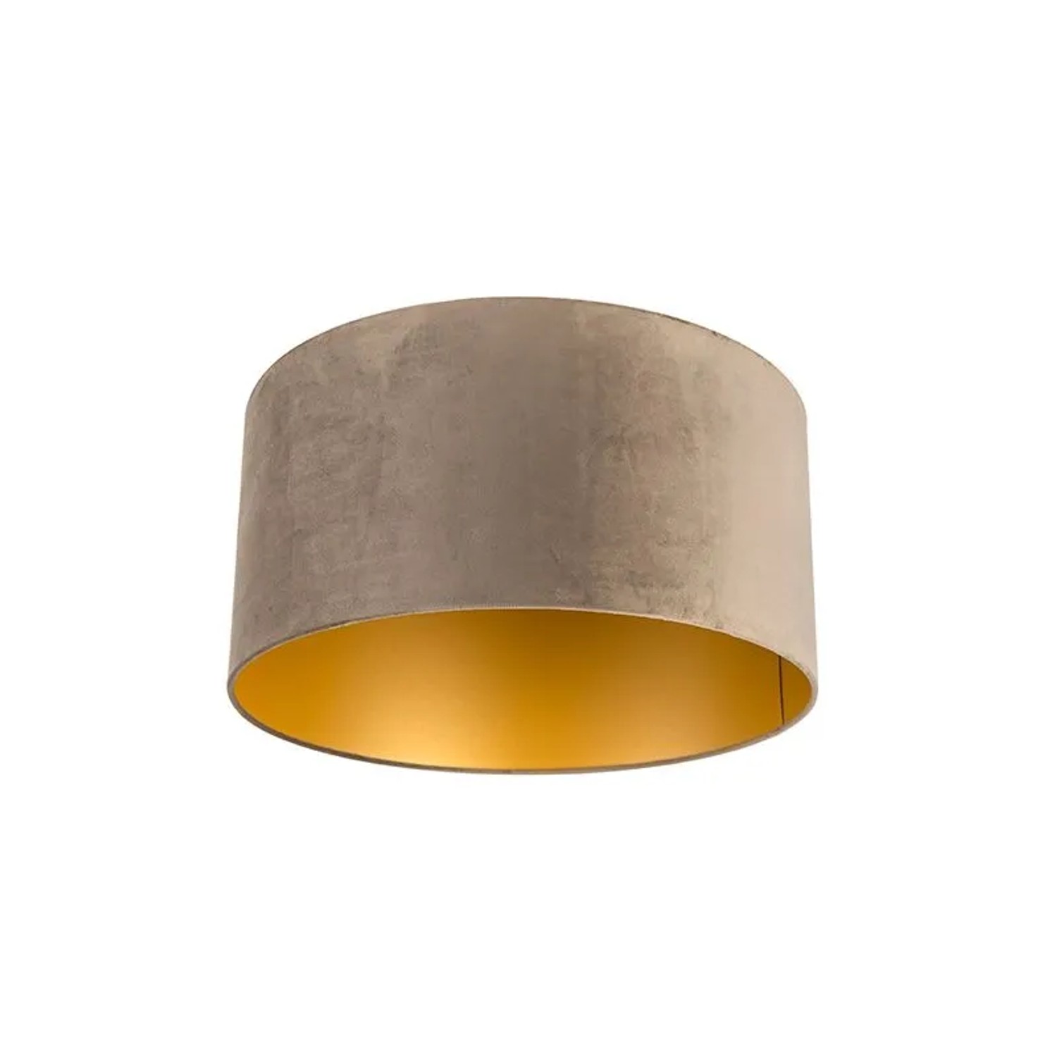 QAZQA Samt Lampenschirm Taupe 50 50 25 mit Goldener Innenseite
