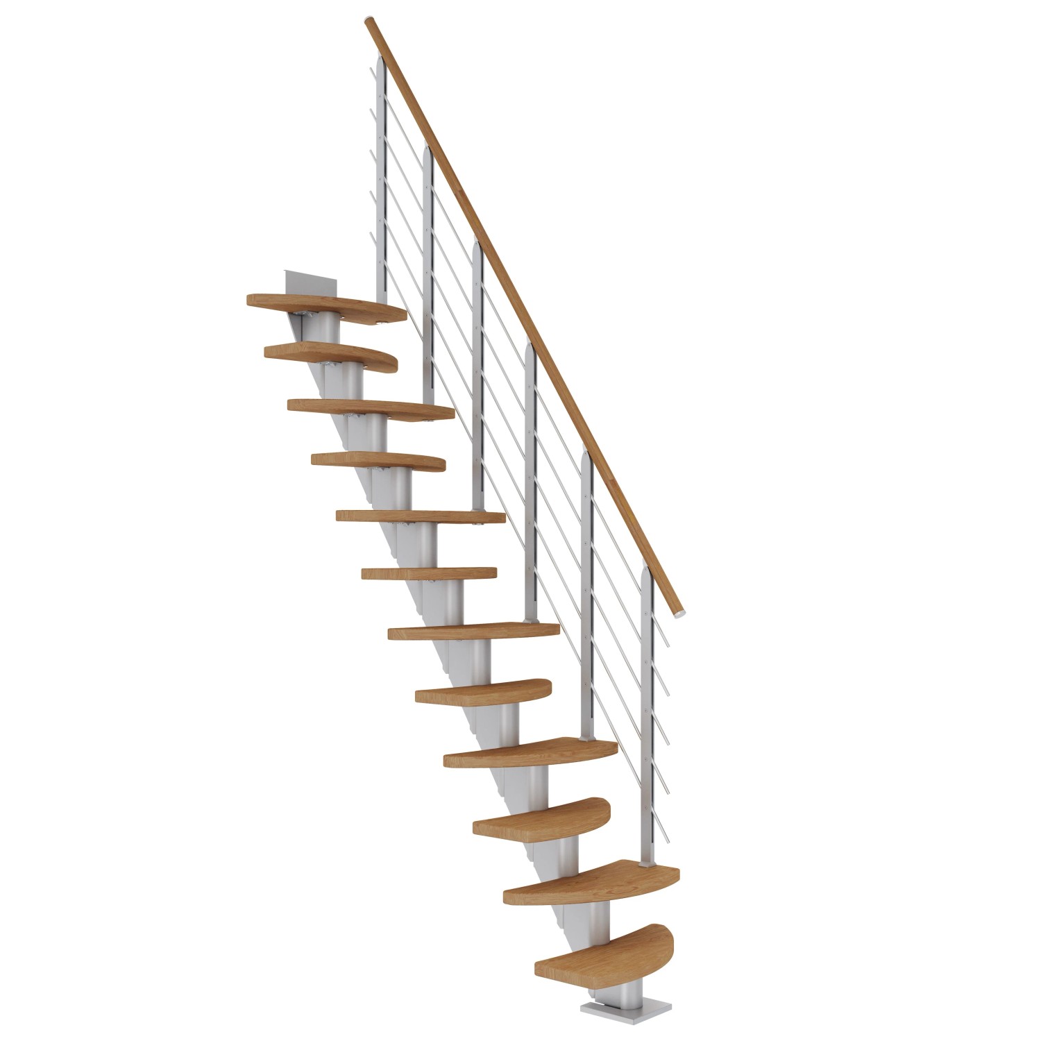 Dolle Mittelholmtreppe Berlin Eiche Perlgrau GH bis 292 cm Variabel 64 cm F günstig online kaufen