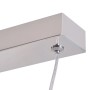 Silberne, rechteckige Metall-Deckenhalterung der ZMH Pendelleuchte mit transparentem Kabel. Modern, höhenverstellbar.
