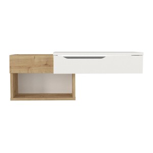 Vente-unique Konsolentisch Dareka, naturfarben hell und weiß, mit Schublade und Ablagefach, 90 cm.