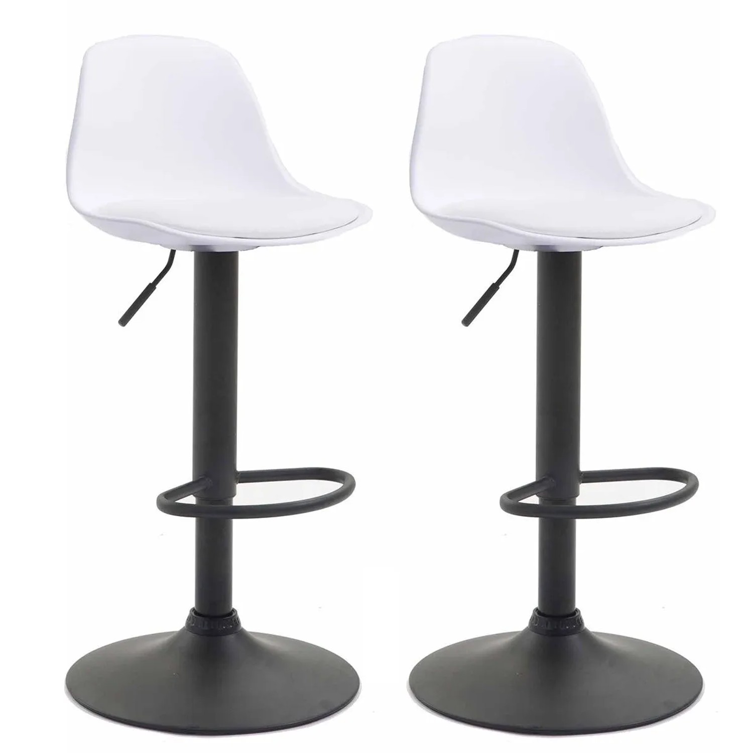 CLP 2er Set Barhocker Kiel Kunststoff Weiß/Schwarz