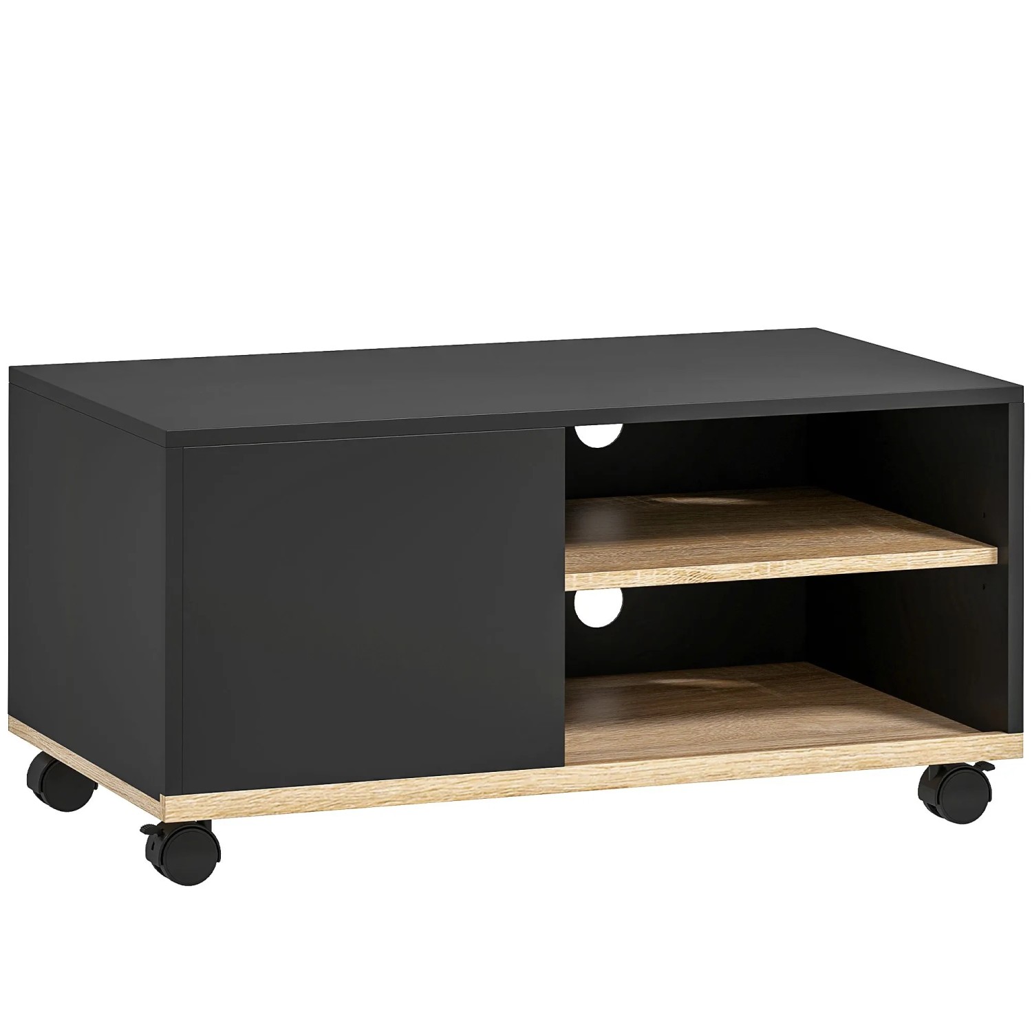 HOMCOM TV Stand Spanplatte 80L x 45B x 39H cm Schwarz+Eiche