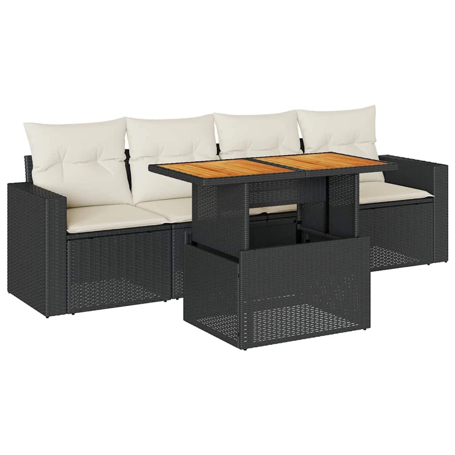 vidaXL 5-Tlg Garten-Sofagarnitur mit Kissen Schwarz Poly Rattan 3326982 günstig online kaufen