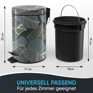 SANILO Kosmetikeimer Monstera mit Fußpedal und herausnehmbarem Inneneimer.