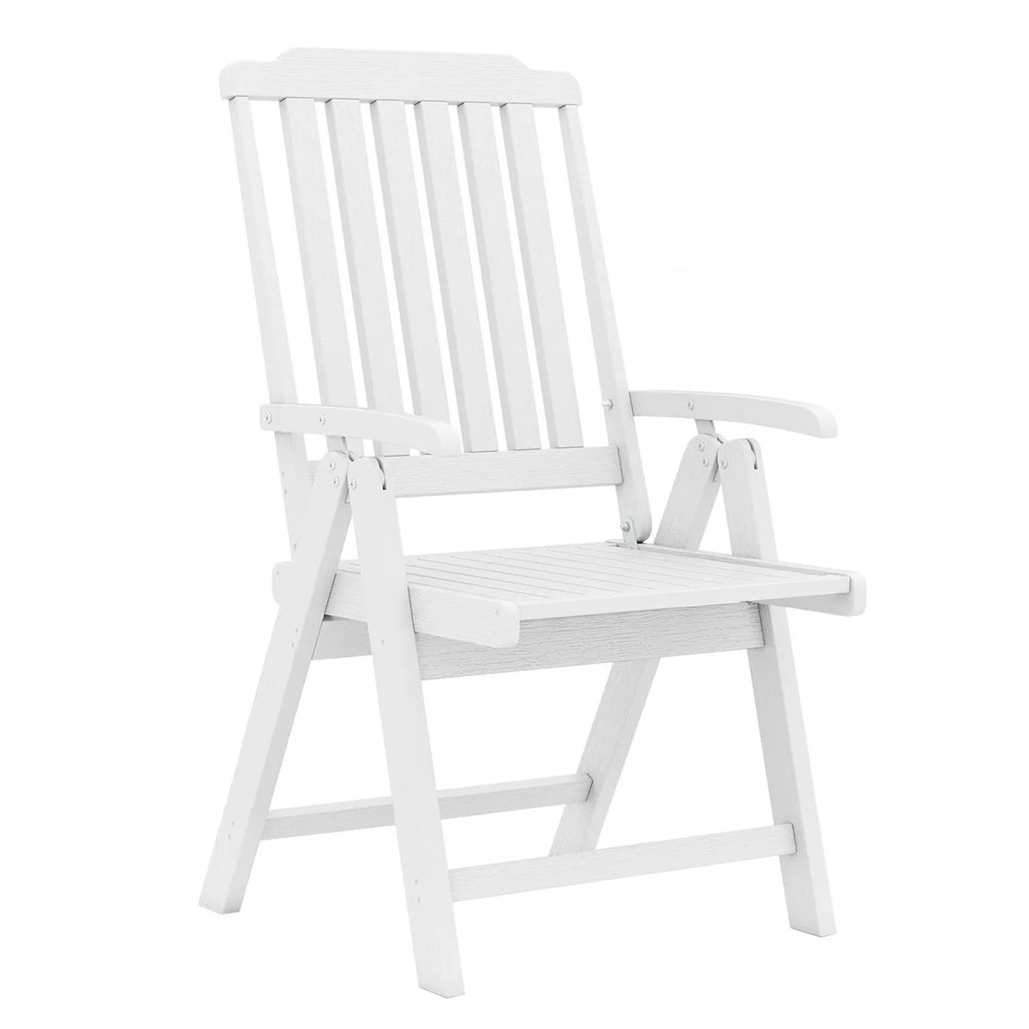 Costway Gartenstuhl Klappbar Kunststoff Holzoptik Weiß