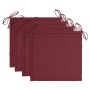 vidaXL Gartenstühle 4 Stk mit Weinroten Kissen Massivholz Teak 3073013_5