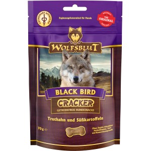 Wolfsblut Hundesnack Cracker Black Bird, 70g Packung. Getreidefreie Hunde-Natursnacks mit Truthahn und Süßkartoffel.