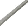 Silberne Vierkantstange, 10x10x1000 mm, eloxiertes Aluminium.