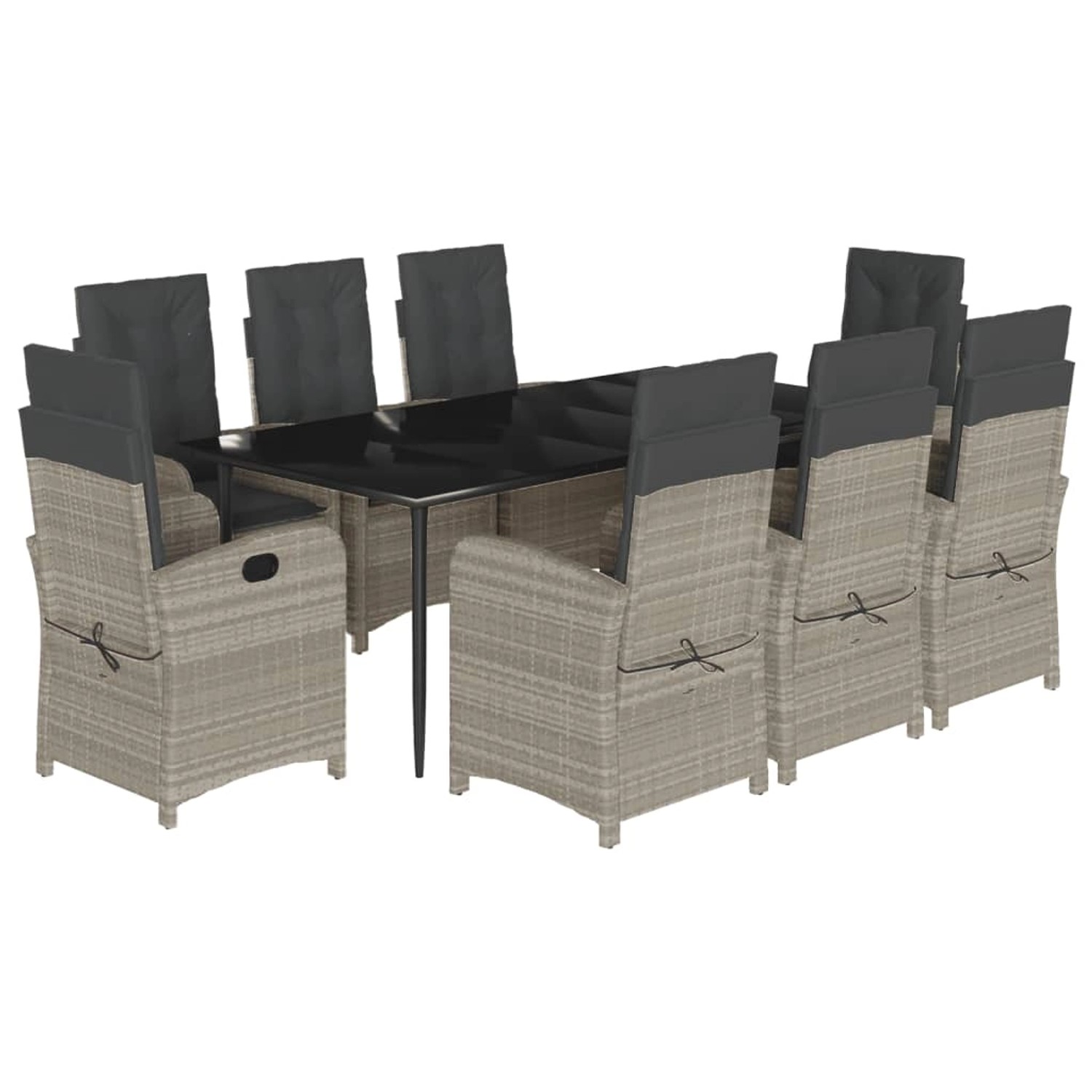 vidaXL 9-Tlg Garten-Essgruppe mit Kissen Hellgrau Poly Rattan 3212418 günstig online kaufen