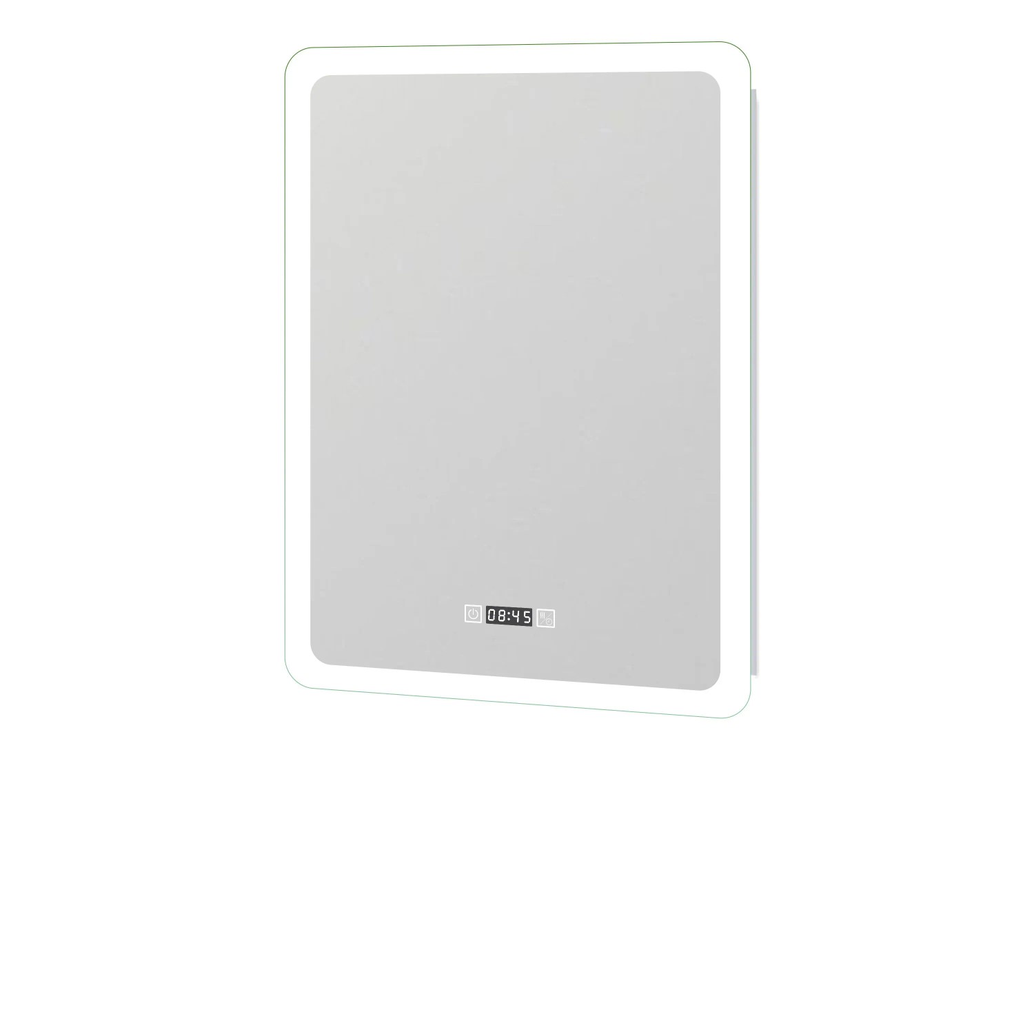 Duschparadies Badspiegel mit Beleuchtung 2700-6500K Dimmbar 50x70cm LED Wandspiegel mit Uhr-Anzeige Touch Beschlagfrei