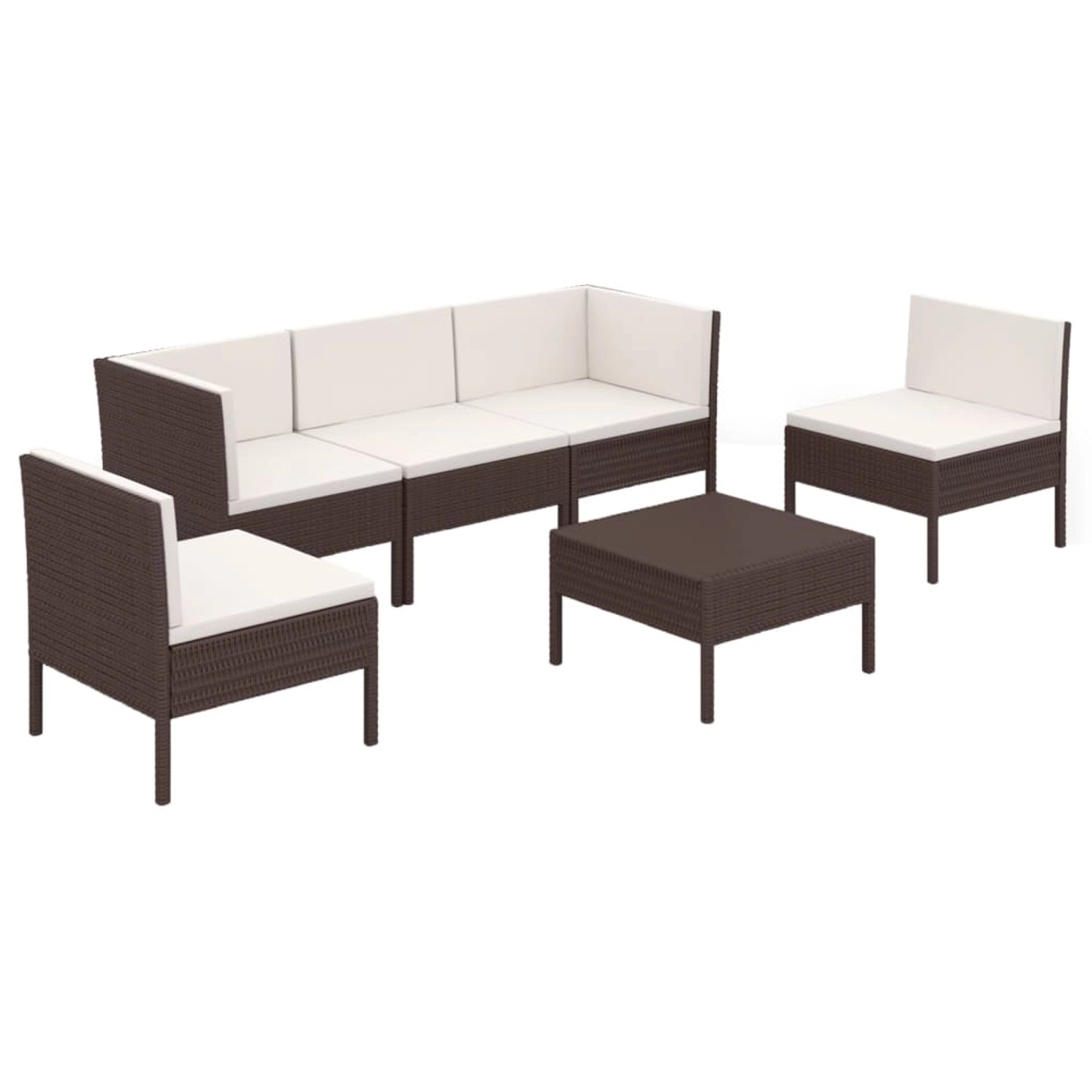 vidaXL 6-tlg Garten-Lounge-Set mit Auflagen Poly Rattan Braun Modell 24