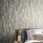 Marburg Vliestapete Natural Opulence Floral Platin: florales Muster in Platin und Beige.