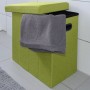 Grüner, faltbarer DuneDesign Wäschekorb (70L) in Leinen-Optik mit Deckel und Handtuch.