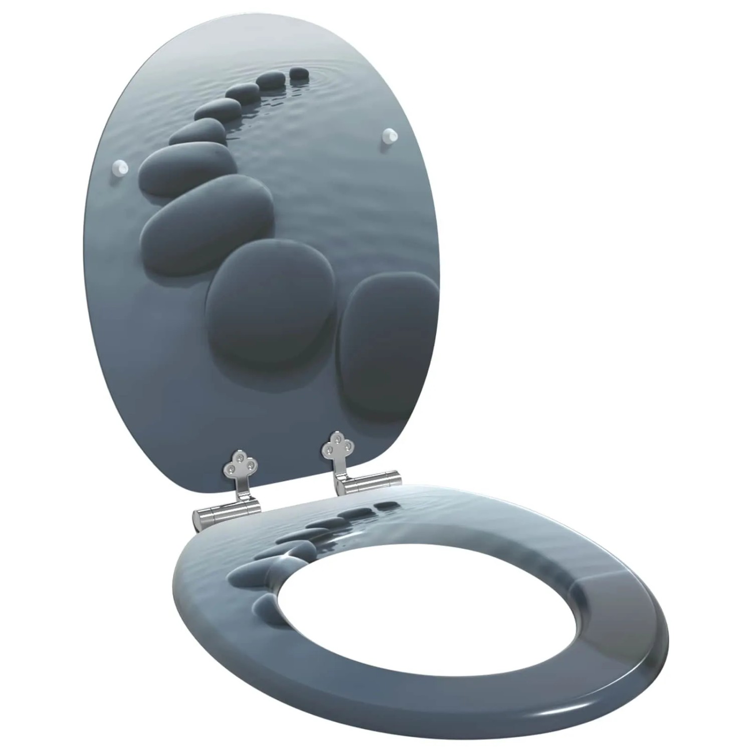 vidaXL Soft-Close Toilettensitz Grau 44 x 38 cm MDF-Platte 42027177