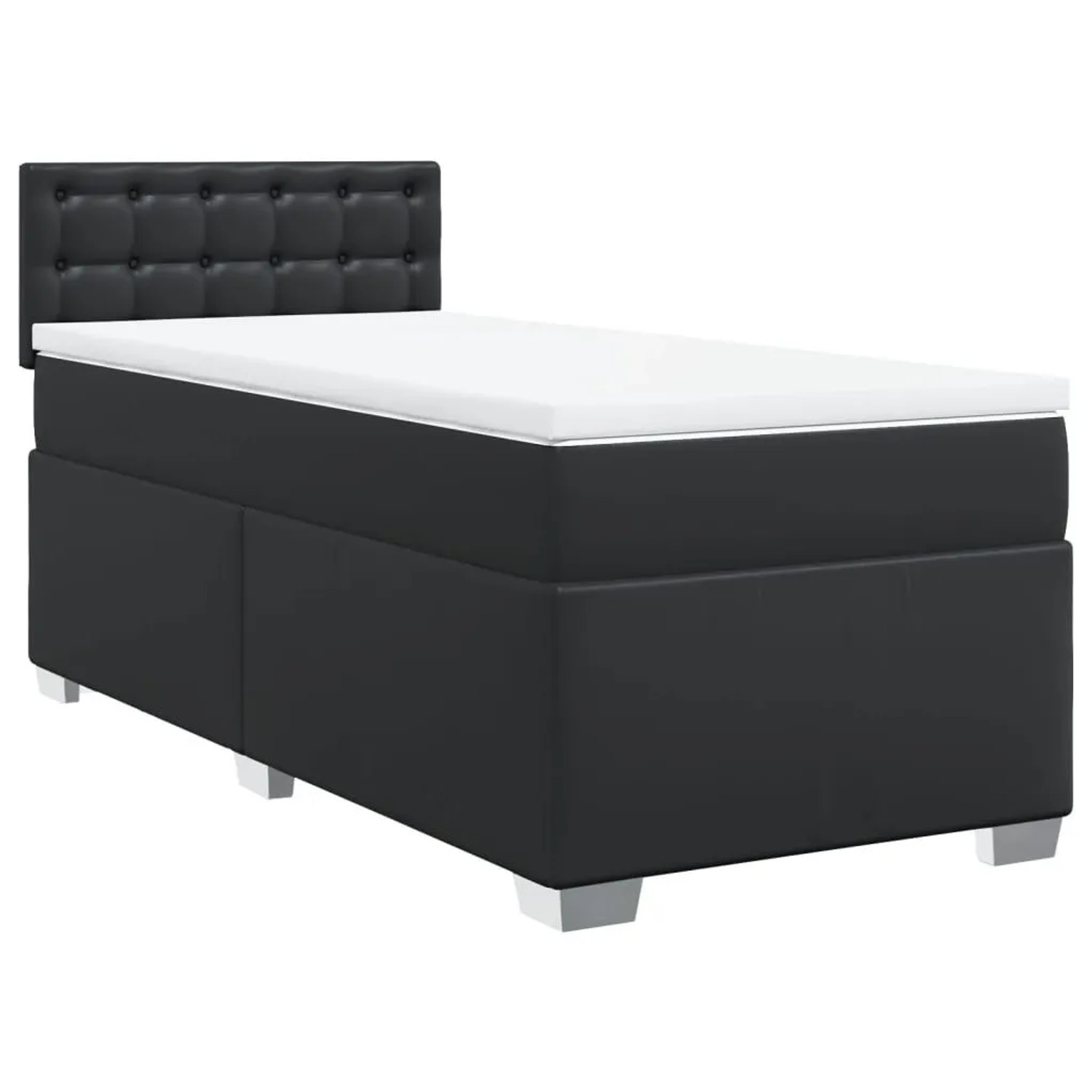 vidaXL Boxspringbett mit Matratze Schwarz 80x200 cm Kunstleder 3288396