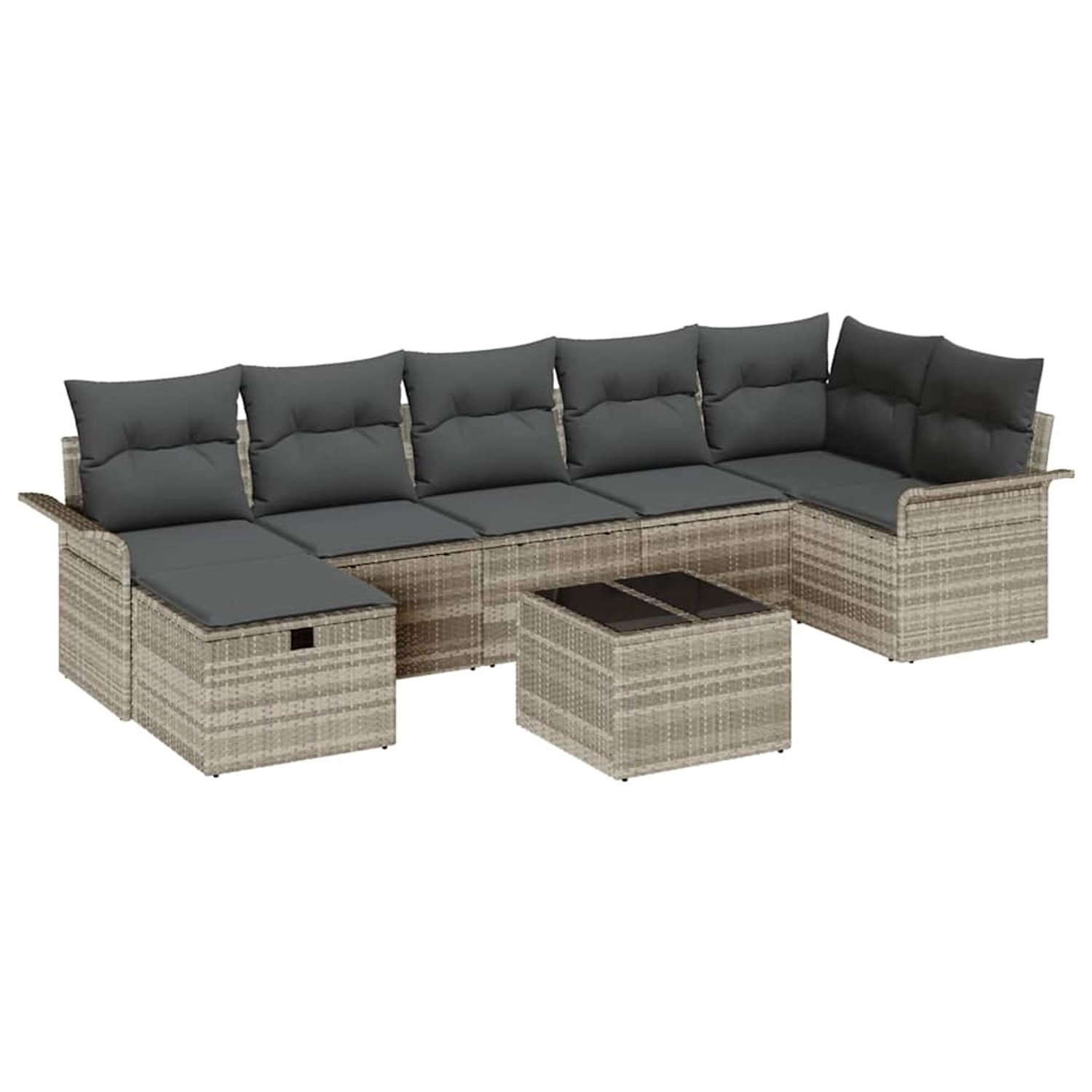 vidaXL Garten-Sofa-Set mit Kissen 8-Tlg Hellgrau Poly Rattan 3360243 günstig online kaufen