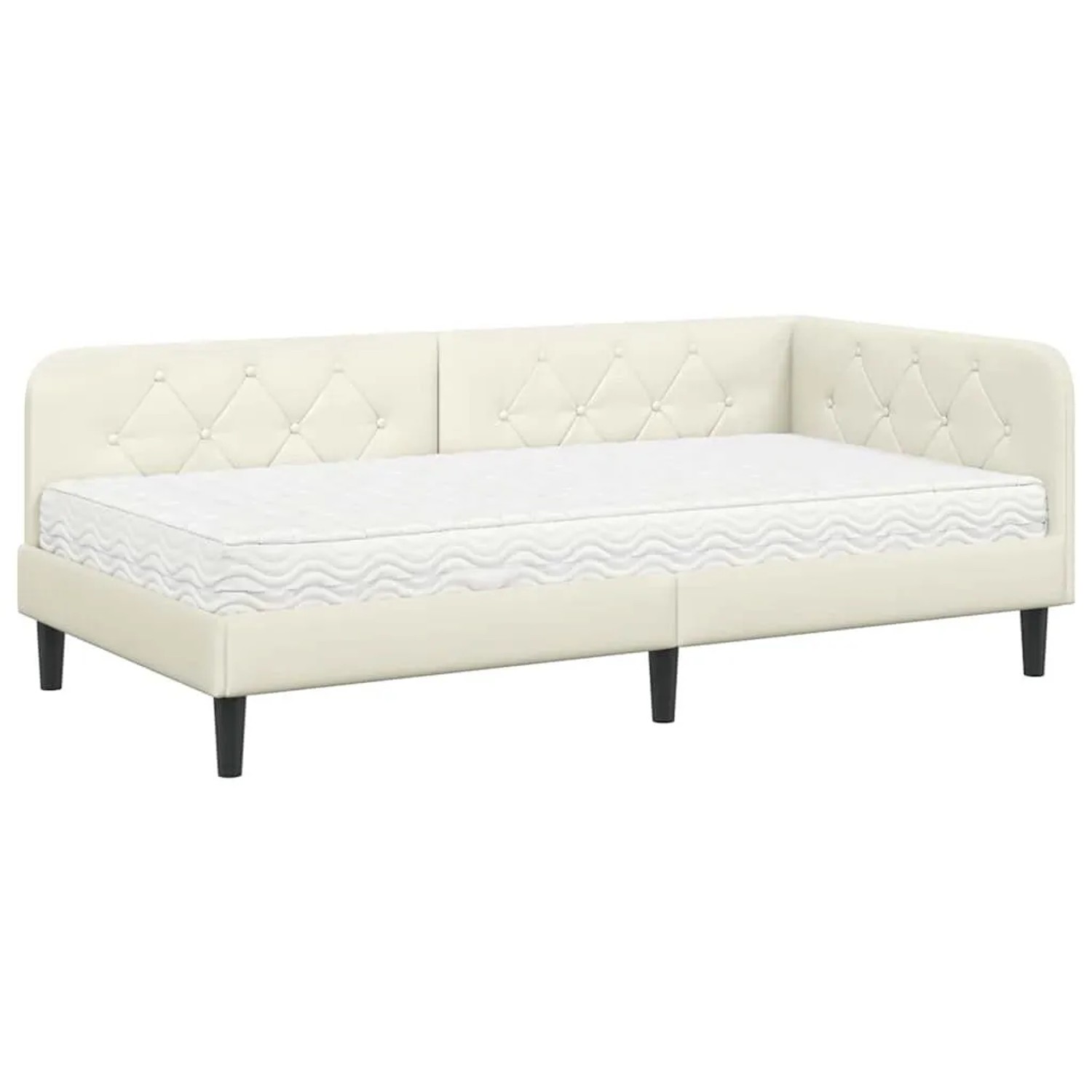 vidaXL Eckbettgestell mit Matratze Creme 100 x 200 cm Samt 3394171 günstig online kaufen