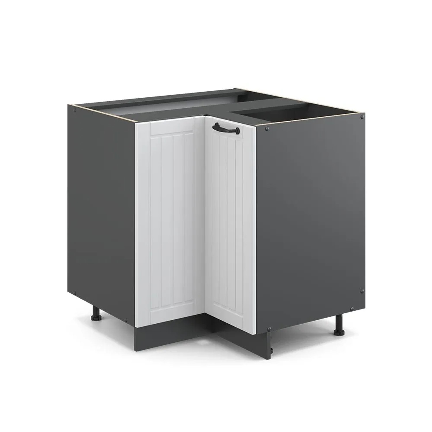 Vicco Eckunterschrank Fame-Line Weiß Landhaus Anthrazit 81 cm ohne Arbeitsplatte