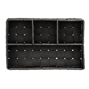 Schwarzer Wenko Organizer Adria mit 4 Fächern aus Polypropylen, ideal zur Aufbewahrung im Bad.