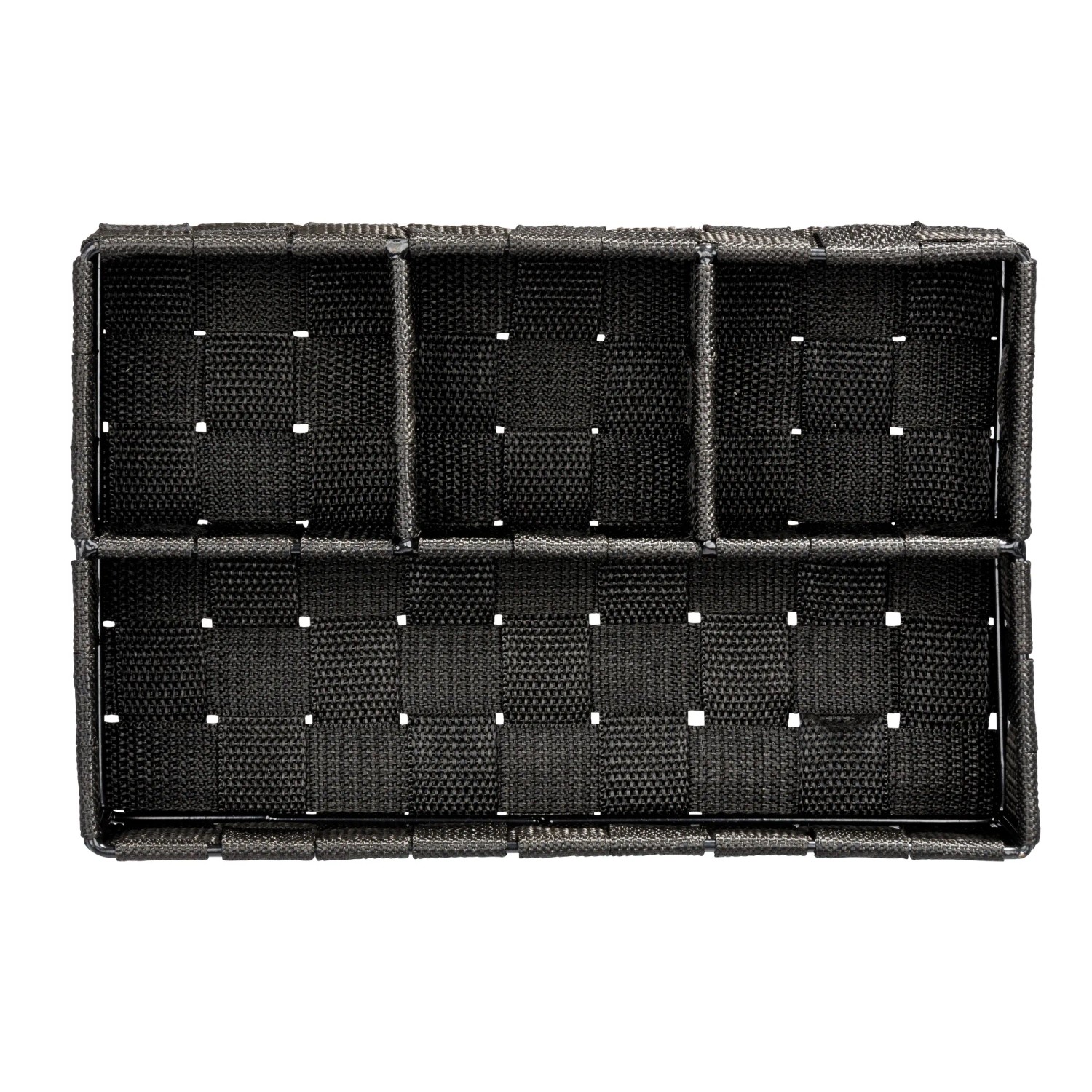 Schwarzer Wenko Organizer Adria mit 4 Fächern aus Polypropylen, ideal zur Aufbewahrung im Bad.