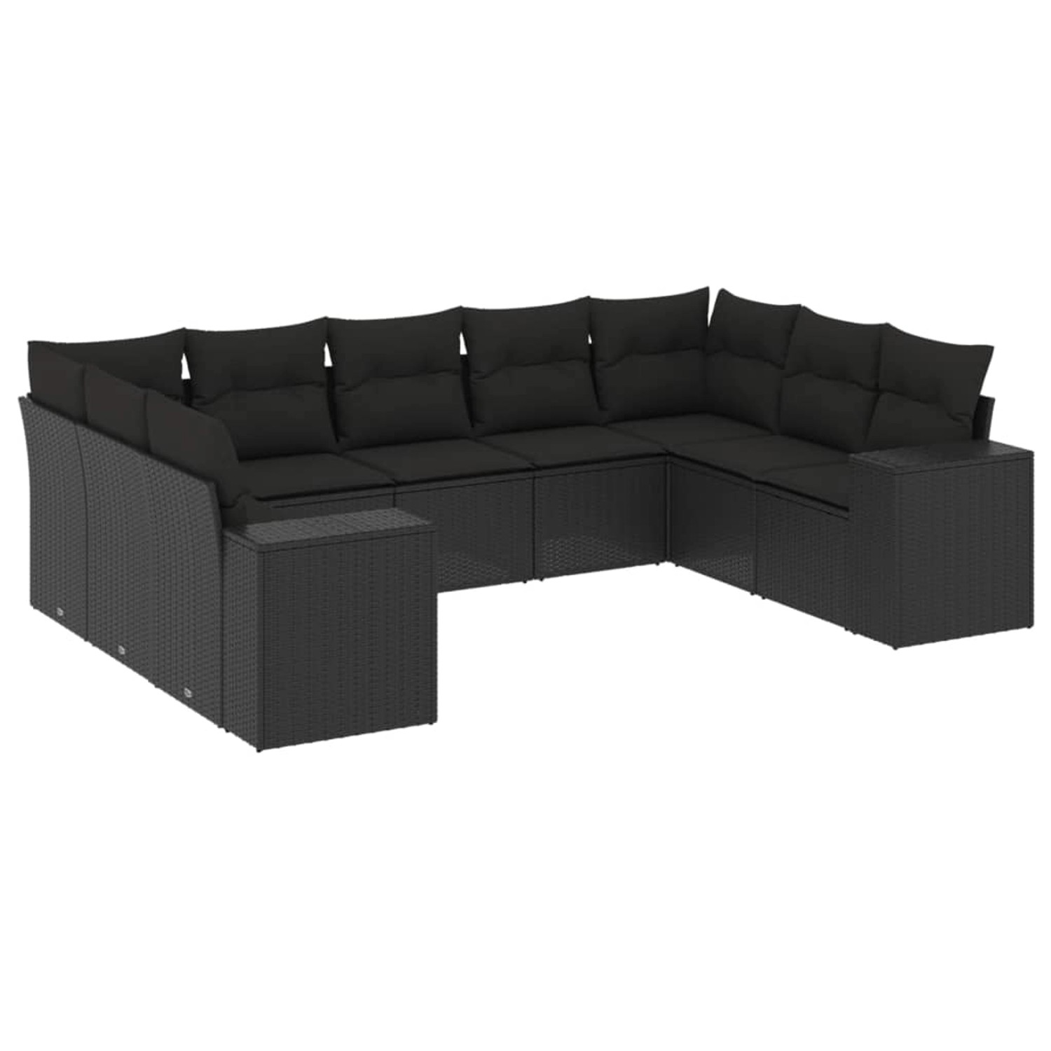 vidaXL 9-Tlg Garten-Sofagarnitur mit Kissen Schwarz Poly Rattan 3222994 günstig online kaufen