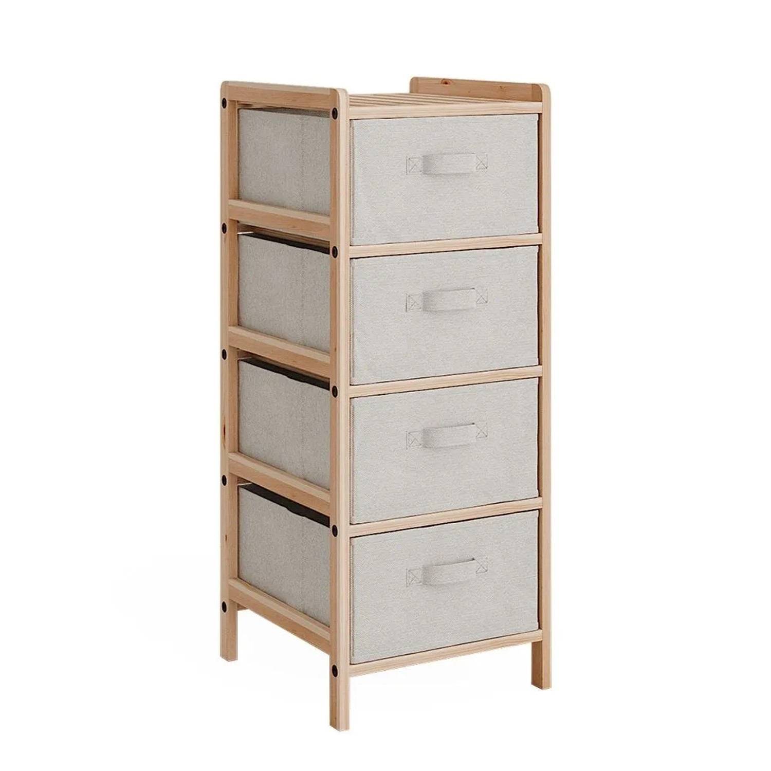 Vicco Kommode Bruno Beige 35 x 86 mit 4 Stoffschubladen