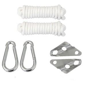 AMANKA Hängematten-Befestigung Set mit Seilen, Karabinerhaken und Dreiecksplatten bis 190 kg.