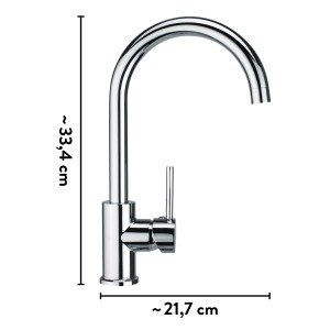 baliv Küchenarmatur KI-1830 Chrom, Einhebelmischer mit hohem, gebogenem Auslauf.