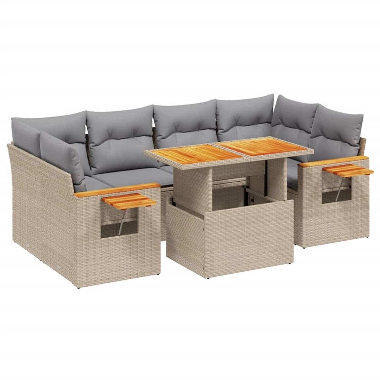 vidaXL 7-tlg Garten-Sofagarnitur mit Kissen Beige Poly Rattan Modell 422 günstig online kaufen