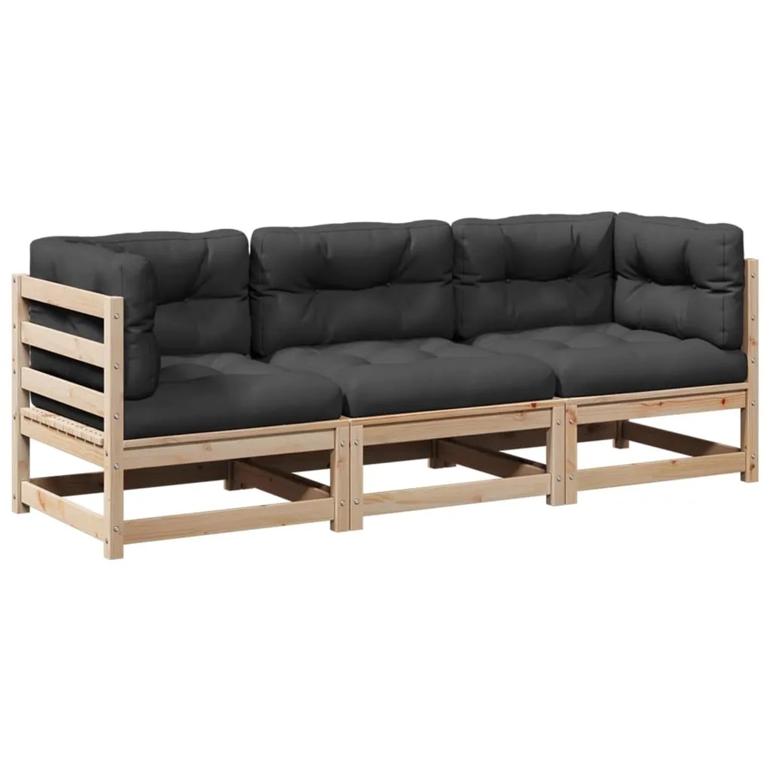 vidaXL 3-Tlg Garten-Sofagarnitur mit Kissen Massivholz Kiefer 3299268 günstig online kaufen