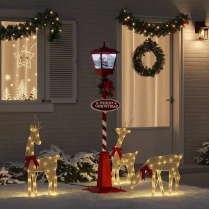 vidaXL Weihnachtsstraßenlampe mit Laterne Rot 40,5x40,5x180cm Metall 42017508