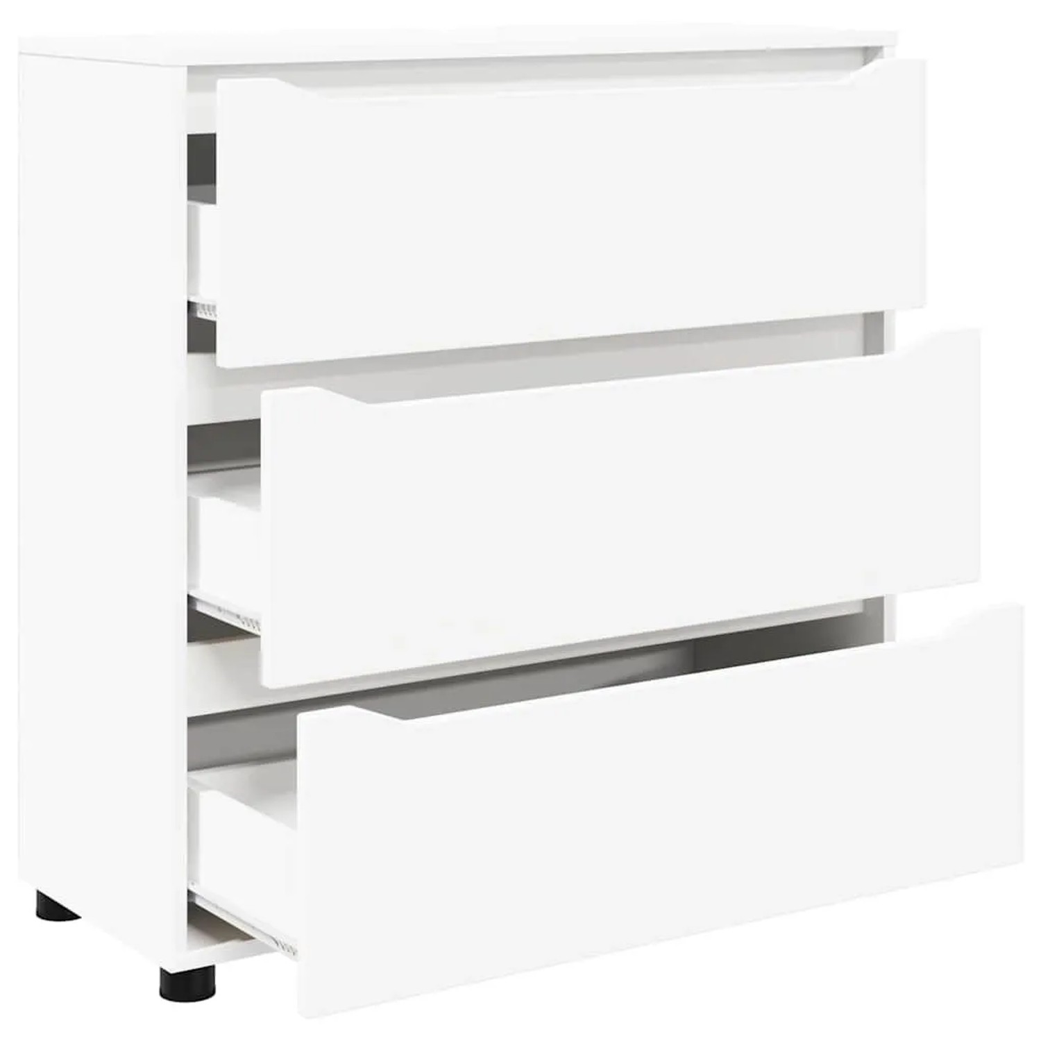 Weißer vidaXL Aufbewahrungsschrank (80x31x81 cm) mit 3 Schubladen, geeignet als Wohnzimmerschrank.