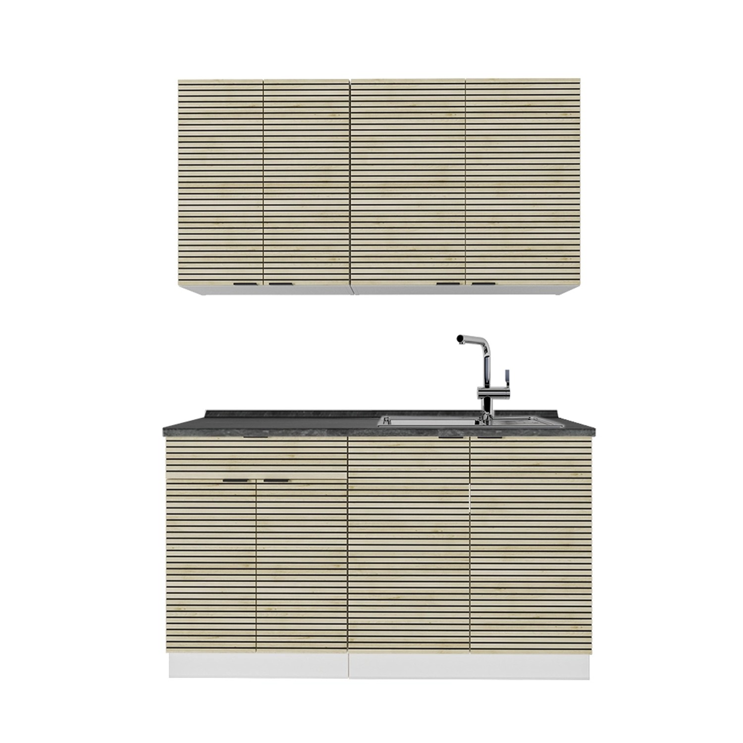 Vicco Fame-Line Singleküche Eiche Paneel/Weiß 140 cm AP Anthrazit günstig online kaufen