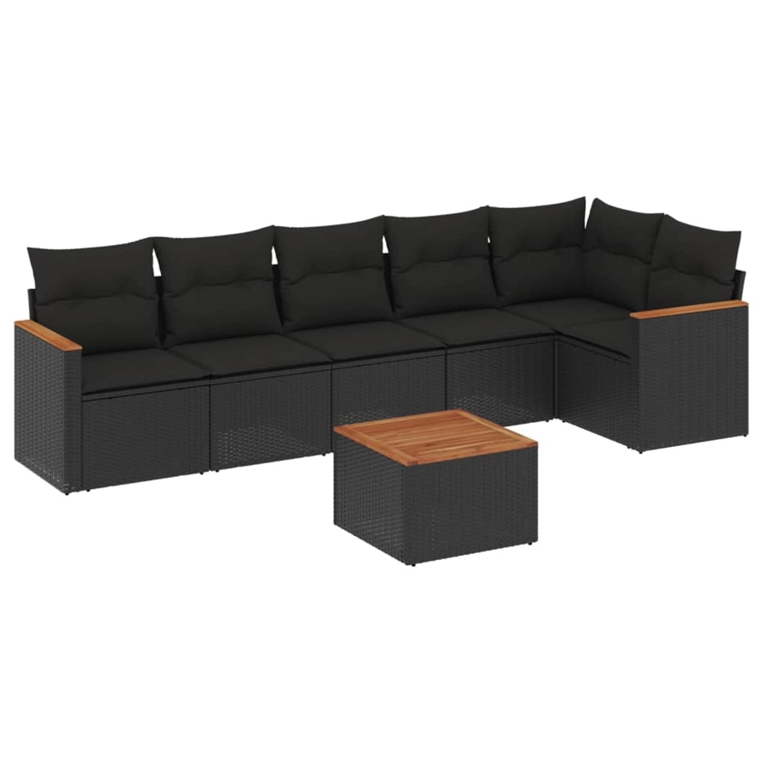 vidaXL 7-tlg Garten-Sofagarnitur mit Kissen Schwarz Poly Rattan Modell 225 günstig online kaufen